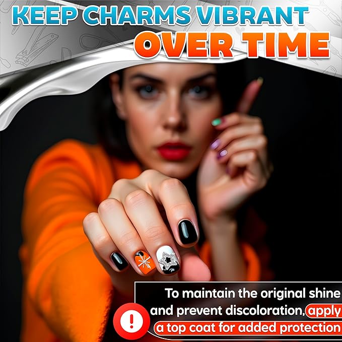 110 Pcs Silver Nail Charms and Gems - Complete Art Set with Cross, Planet, Piercing Ring & Silver Star Nail Charms Designs with Rhinestones - Easy-to-Apply, Sturdy Acrylic for Stylish Manicures