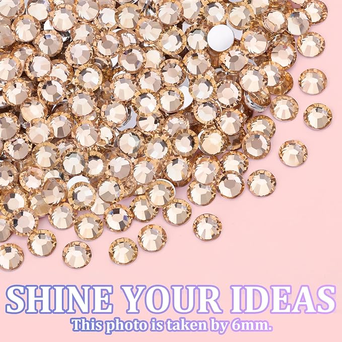 16000Pcs Resin Rhinestones with Tweezers for Crafting, Champagne 2-6mm Mixed Sizes Non Hotfix Flatback Gems, Bedazzling Crystal for DIY Crafts Clothing Tumblers Mugs Shoes Fabric Decor Nail Art