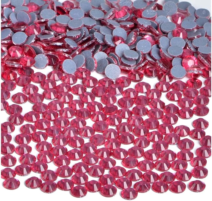Bymitel Hotfix Crystal Rhinestones Round Gems Iron on DIY Jewelry Making Flat Back for Crafts,Rose, 4.8mm(SS20/1440pcs)
