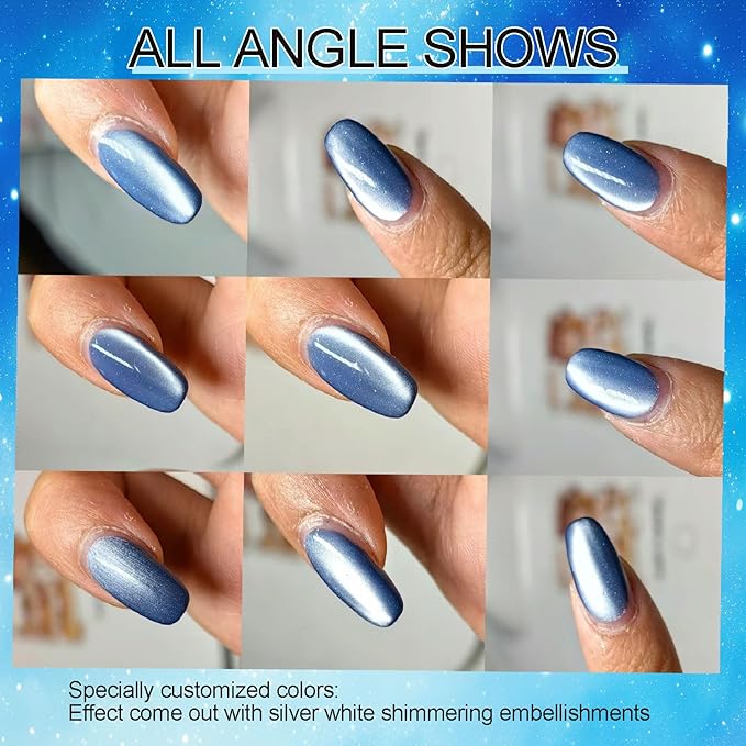 Planet Cat Eye Gel Nail Polish, Jelly Glass Cats Gel Polish with Magnet Stick, Ceramic Magnetic Cat Eyes Gel Crystal Sock Off Nail Art DIY at Home- Neptune Blue