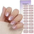 Semi Cured Gel Nail Strips – Real Gel Nail Polish Wraps UV Light Required | Long Lasting Easy Peel-Off Removal | Hema-Free | 20-Piece Cat-Eye Glitter Pink Salon Sticker Kit with File & Stick