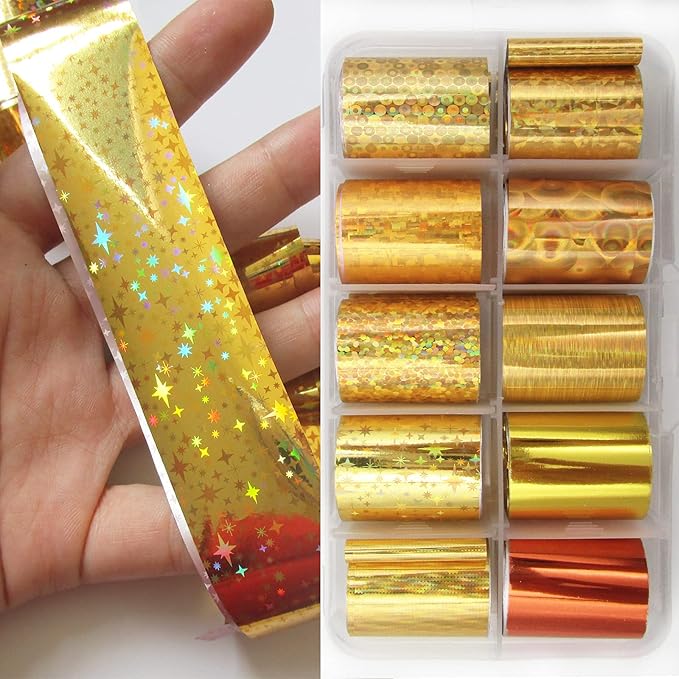 30 Sheet Holographic Transfer Nail Foil Stickers Starry Sky Nail Art Foils Sticker Wraps Metallic Gold Silver Laser Transfer Nail Decals for Manicure Design Decor(Holographic Starry)