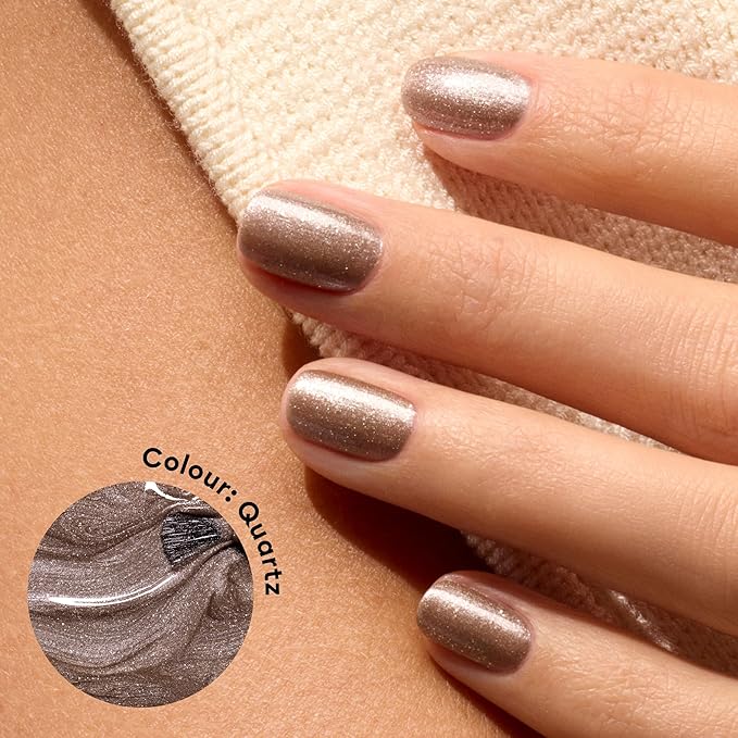 Manucurist Green Flash Gel Polish - Quartz (Sparkling Brown) - UV & LED Gel Nail Polish - 12-Free, Bio-Sourced (84%) - Professional Manicure - 15 ml