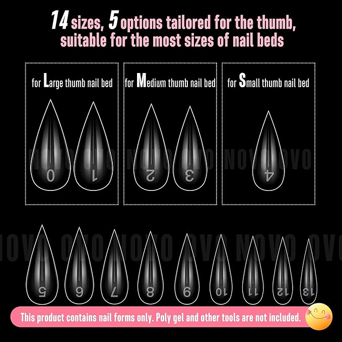 NOVO OVO Halloween Cat Claw Short Curved Stiletto Nail Dual Forms for Poly Gel Extension of 3D Eagle Hawk Curve Sculptural Acrylic Nails, Reusable Full Cover Molds Nail Art Design 280 Pcs 14 sizes