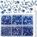 Bymitel 5000 Pieces 6 Mixed Sizes Glue Fix on Glass Rhinestones Round Crystal Gems Flatback for DIY Jewelry Making with one Picking Pen(6-Sizes 5000PCS, Lt. Sapphire)