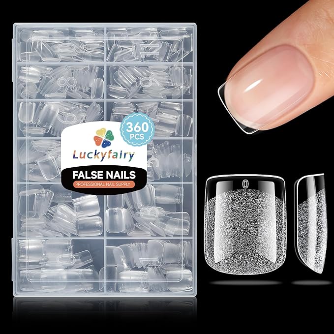 Extra Short Square Nail Tips: XS Short Nail Tips 360PCS Fake Nails 12 Sizes Soft Gel Pre-Shaped Acrylic Clear Square Press on Nails Tips for Nail Extension Home DIY Salon