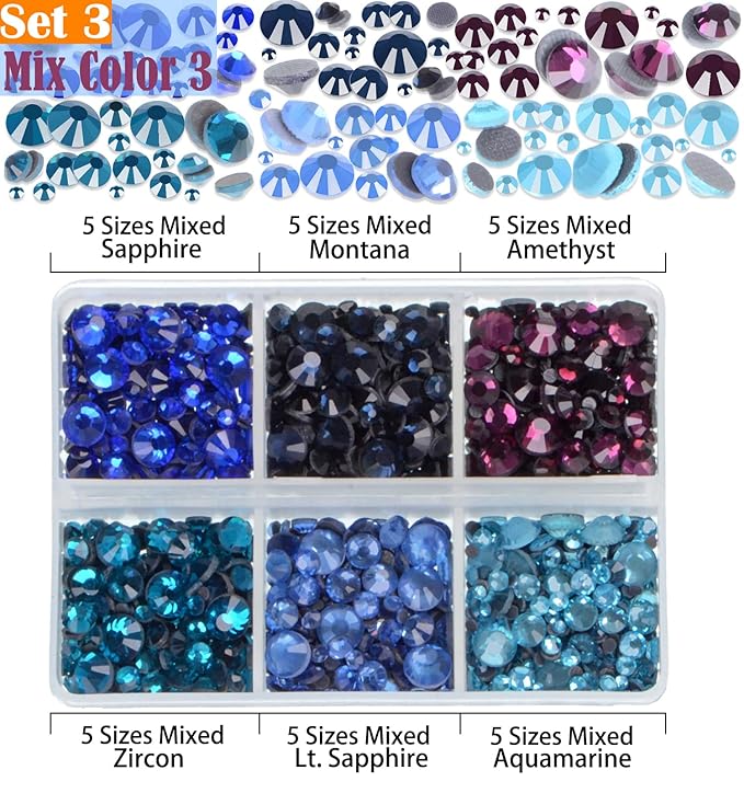 LPBeads 10000pcs Hotfix Rhinestones Flatback Glass Crystal 24 Mixed Color Rhinestone with Tweezers and Picking Pen for Crafts Clothes Nail Art