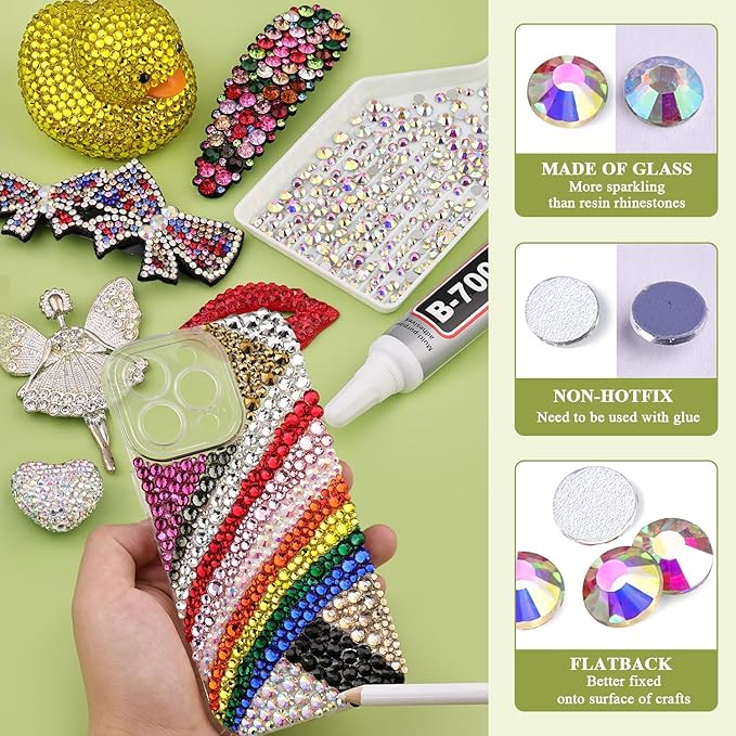 2500PCS SS10/2.8mm Crystal Rhinestones (Crystal AB), Bedazzling Flatback Glass Rhinestones for Crafting, Gems Diomand Charms for Tumbler Shoes Clothing Mugs Nail Art