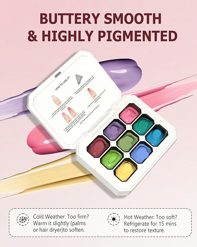 9 Colors Gradient Blooming Gel Nail Polish Palette, Aura Nail Art Kit for Blush Nails, Solid Creamy Gel for Ombre Nails, Sponge Patting Painting Gel, UV/LED Cured Nail Art Set for Beginners