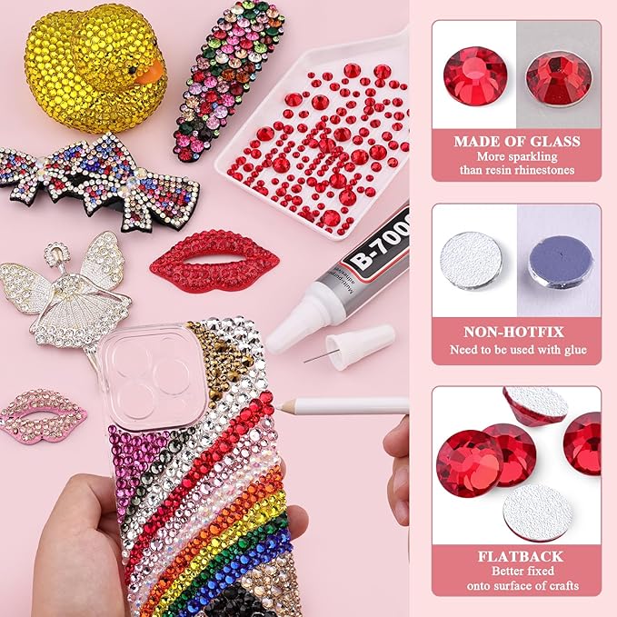 2000PCS SS20/5mm Crystal Rhinestones (Red/Siam), Bedazzling Flatback Glass Rhinestones for Crafting, Gems Diomand Charms for Tumbler Shoes Clothing Mugs Nail Art