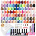 phoenixy Gel Nail Polish Kit with U V Light, 45 Colors All Seasons Soak Off 64 Pcs Gel Polish Nail Set with Base & Matte/Glossy/Glitter Top Coat Manicure Tools Complete Gel Nail Kit Gift for Women