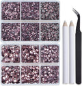Bymitel Hotfix Crystal Rhinestones Round Gems for Crafts,Mixed 6 Sizes with Wax Pencil Kit, Lt. Amethyst 1.6-6.3mm SS4-SS30/8000pcs