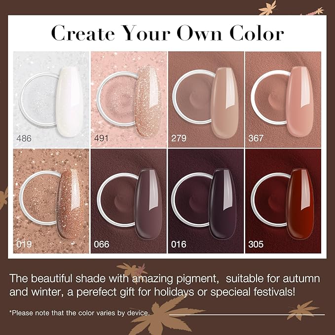 AZUREBEAUTY Dip Nails Powder Starter Kit 8 Colors with Nail Sticks Nude Brown Giltter Shimmer Set Nail Art Base Glossy Matte Top Coat Activator Essential Liquid Manicure DIY Salon 30 PCS