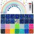 Sapphire Blue AB Resin Rhinestones w B7000 Glue for Crafting Bedazzling 2mm-6mm Flatback Colorful Jelly Stones Diamonds Gems Bedazzler Kit for Nails Face Eyes Makeup Tumblers Bottles DIY Crafts