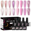 MEET ACROSS 8pcs Gel Nail Polish Set, Soak off UV LED Lamp Gel Nail Polish Cat Eye Set Home Gel Manicure Kit 7ml (Cat Eye + color Gel-6)