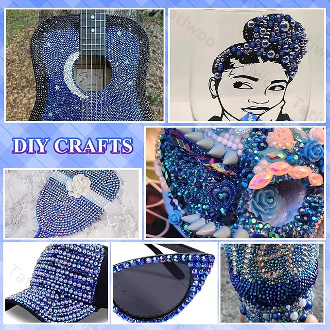 20000Pcs Black Blue AB Flatback Jelly Resin Rhinestones for Bedazzling, Mix Sizes Crystal Rhinestones Gems, Black Blue AB Gems Bedazzling for Crafting DIY Face Makeup Crafts Tumblers