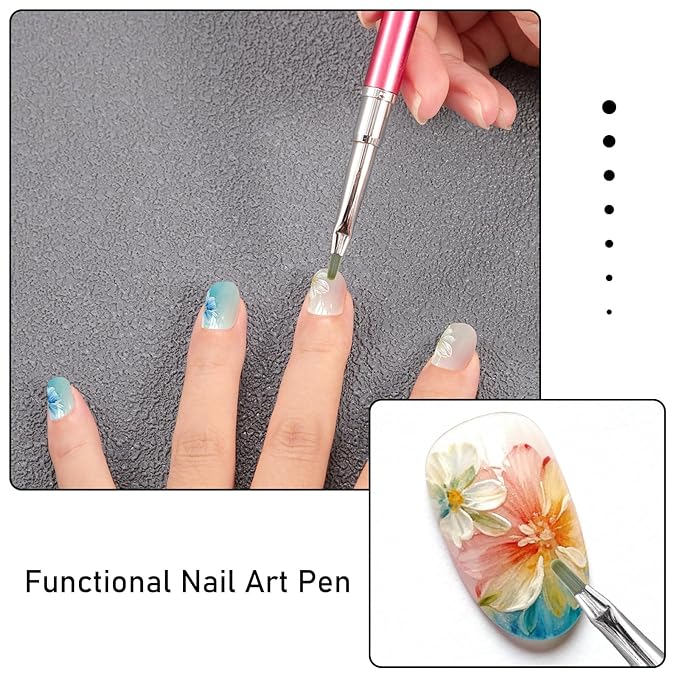 DANNEASY Nail Art Brushes for Gel Polish, Nail Drawing Pen for Daisy, Petals, Leaves, Flower, 3d Floral Nails Art Brush Design Tools Acrylic Manicure Brushes