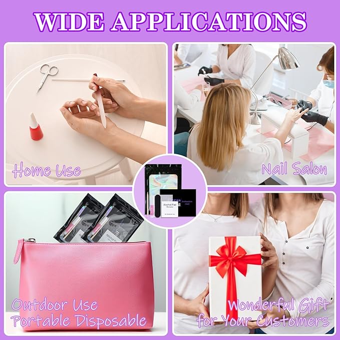 Disposable Nail Supplies Kits,Professional Manicure Press On Nail Tool Kit With Nail File,Adhesive Tabs,Nail Glue,Sticks, Prep Pads,Bags,Cards for Nail Business(Black-140pcs20set)