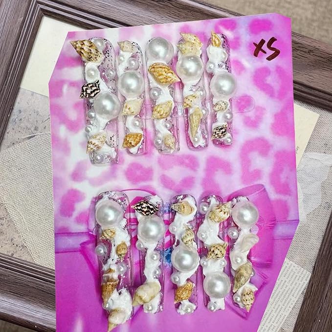 3D Nail Art Press on Nails Short Handmade Gothic False Nails Luxury Design Easy Wear Size M