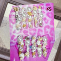 3D Nail Art Press on Nails Short Handmade Gothic False Nails Luxury Design Easy Wear Size L