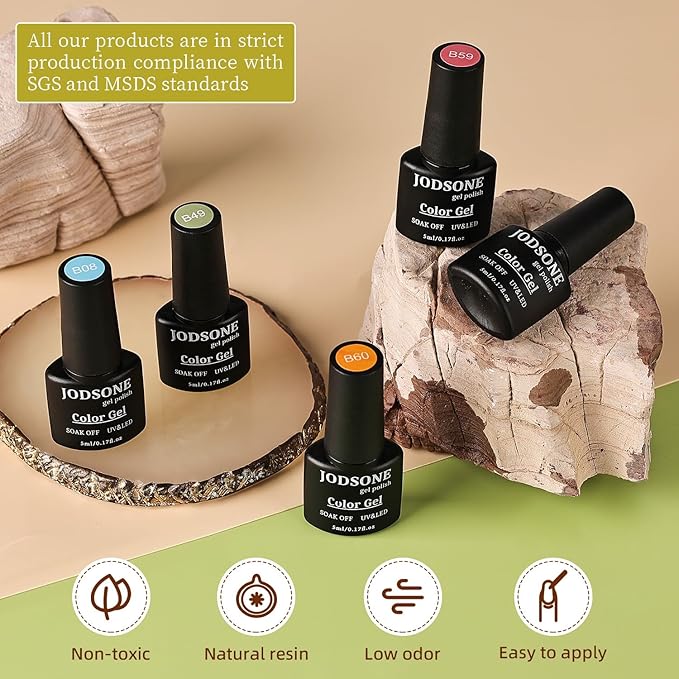 JODSONE 100 PCS Gel Nail Polish Kit No Wipe Soak off Base Coat and Matte Glossy Top Coat Gel Polish Collections for Salon and Home DIY Use