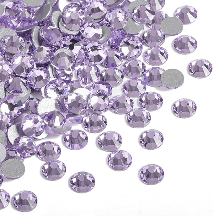 Beadsland 2880pcs Flat Back Crystal Rhinestones Round Gems for Nail Art and Craft Glue Fix, Violet, SS16,3.8-4.0mm