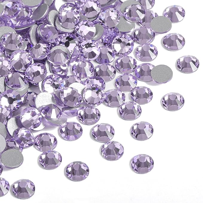 Beadsland Flat Back Crystal Rhinestones Round Gems for Nail Art and Craft Glue Fix, Violet, 2.3-2.5mm, SS8/1440pcs