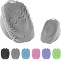 Soft Silicone Body Scrubber, Gentle Like a Hand Exfoliating Your Skin and Build Up Lather, Back Large Suction Cup Easy to Store, & Deep Clean (Body Scrubber + Face Scrubber Gray)