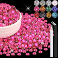 1500PCS 6mm Resin Rhinestones Bulk for Crafting (Hot Pink), Flatback Bedazzling Crystals for Crafts DIY Nail Decoration, Gems Charms for Tumbler Shoes Clothing Fabric with Pickup Pen and Tweezers
