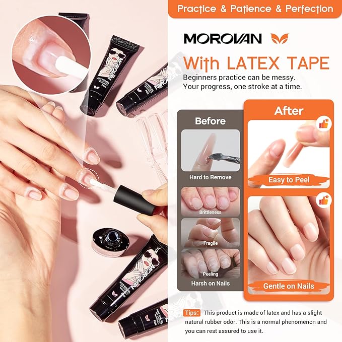Morovan Poly Gel Nail Kit for Pretty Gift: Extension Gel Nail Kit With Nail Lamp Slip Solution Complete Professional Manicure Tools Everything In One Box DIY Set For Beginners at Home Salon Quality