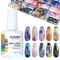 BURANO Nail Art Nail Foil Glue Gel, o.5 oz with 10PCS Foil Stickers Set Nail Foil Glue for Nails Foil Transfer Gel, Nail Design DIY UV LED Lamp Required (Mable 26)