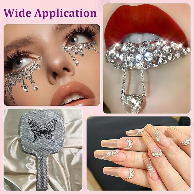 25000Pcs Resin Rhinestones with Tweezers for Crafting, Silver Clear 2-6mm Mixed Sizes Flatback Gems, Bedazzling Crystal for DIY Crafts Clothing Tumblers Mugs Shoes Fabric Decor Nail Art
