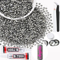 3000PCS SS8/2.5mm Crystal Rhinestones (Black Diamond) with 2Pcs 10ml B7000 Jewelry Glue, Bedazzling Flatback Glass Rhinestones for Crafting, Gems Diomand Charm for Tumbler Shoes Clothing Mugs Nail Art