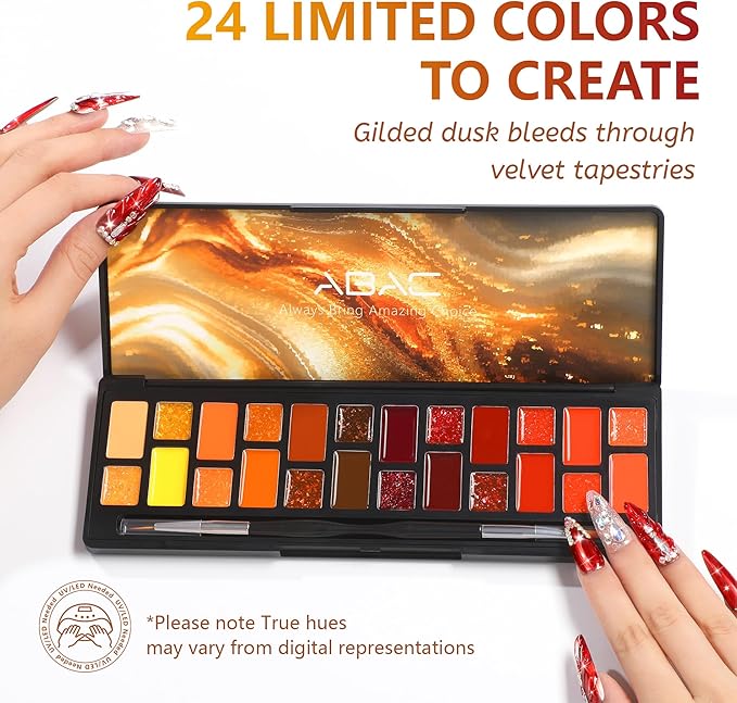 ABAC Fall & Winter Solid Gel Nail Polish Set Orange Yellow Burgundy Red Brown Purple Glitter Colors w/Pro Brush No-Spill,Hema-Free Gel Nail Kit Gifts for Women All Season