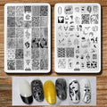 2Pcs Sexy Girl Love Image Nail Stamping Plates Kit Leopard Snake Skin Design Nail Stamp Plates Templates Heart Lip Heel Palm Mouth Printing Nail Stamper Plate Stencil Accessories Tools for Nails Art