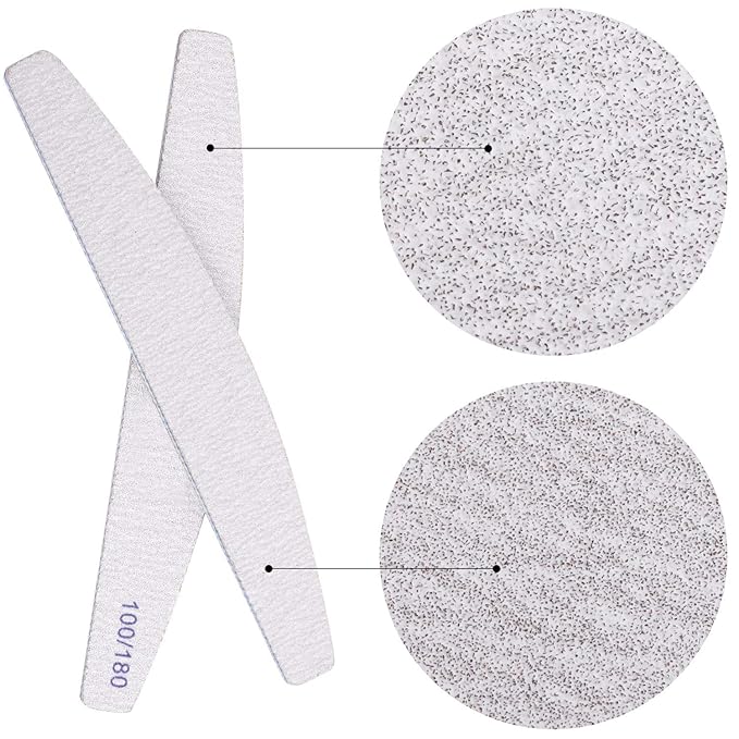 Nail File 25 Pack 100/180 Grit Professional Doubled Sides Emery Boards Washable Curved Nail Files for Gel Nail and Acrylic Nails, Salon Home Use