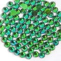 Beadsland 1440pcs Flat Back Crystal Rhinestones Round Gems for Nail Art and Craft Glue Fix, Aurora Green, SS10, 2.7-2.9mm