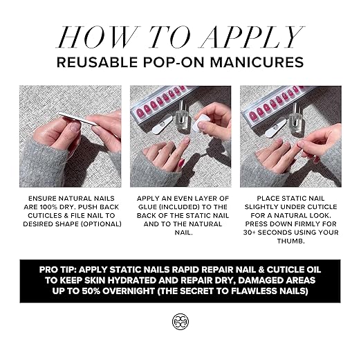 Static Nails Brush On Nail Glue for Press Ons, Pop-Ons, Acrylic/Fake Nails, and Tips | Brush On Applicator for Easy Application | Strong Bond, Mess Free, and Long Lasting Nail Glue