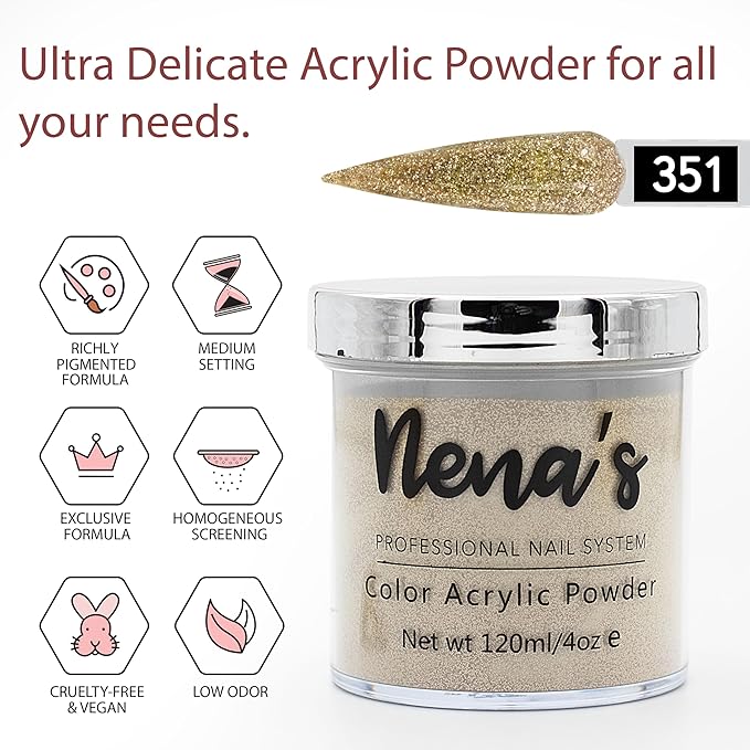 Nena's Superior Sculpting Powder Professional Acrylic Nail System wide color palette 4.0 oz (351)