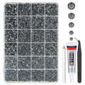 Gray Crystal Resin Rhinestones w B7000 Glue for Bedazzling Crafting 2mm-6mm Dark Grey Flatback Stones Diamonds Crystals Gems Bedazzler Kit for Nails Face Eyes Makeup Tumblers Bottles Crafts