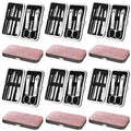Geosar 12 Sets Manicure Set Nail Clippers Pedicure Kit 8 in 1 Grooming Stainless Steel Kits Nail Care Tools with Travel Case for Employee Coworker Teachers Nurse Gifts(Glitter Pink)