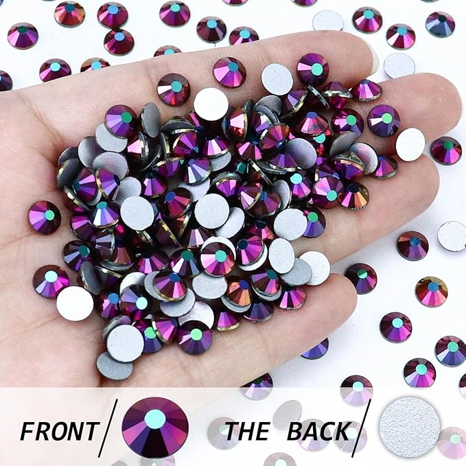 Flatback Crystal Rhinestones Round Gems for Nail Art and Craft Clothes Glue Fix, Rainbow AB (1.9-2.0mm) SS6/1440PCS
