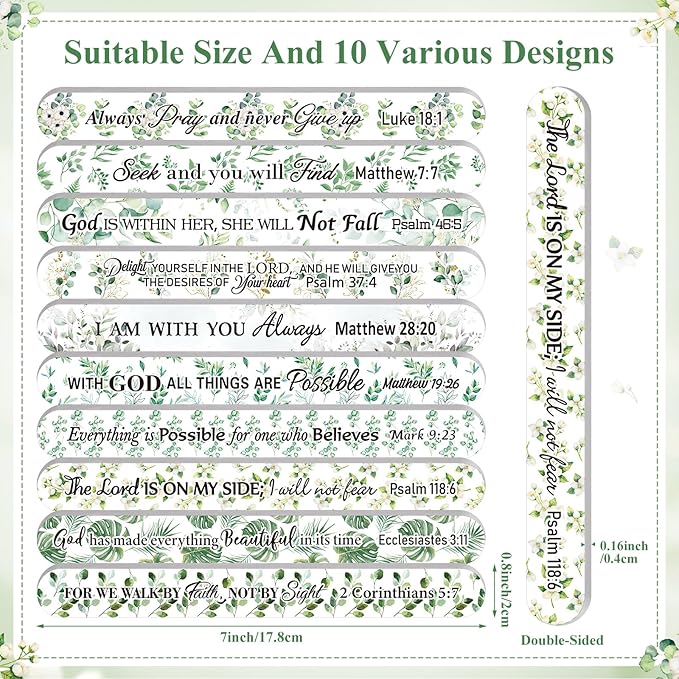 60 Pack Christian Wedding Gifts for Women Bible Verse Eucalyptus Nail Files Bulk Church Scripture Emery Boards Religious Gift for Wedding Bridal Shower Gift Supplies