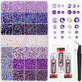 20000Pcs Purple Rhinestones for Bedazzling with 3Pcs B7000 Jewelry Glue, Resin Rhinestones for Crafting Crafts，Bedazzler Kit Flatback Gems for Clothing Shoes Tumblers Nail Art