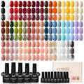 GAOY 60 Pcs Gel Nail Polish Set, 55 Colors All Season Gel Polish Kit Red Nude Black White Burgandy with 5 Pcs Soak off Base Glossy Matte Glitter Top Coat & Builder for Nail Art DIY Manicure at Home