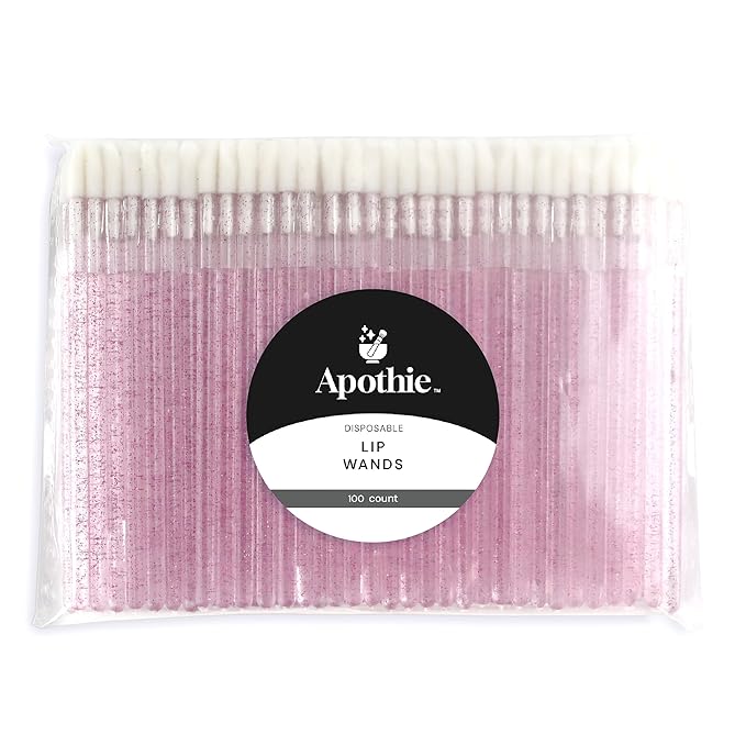 100 Pieces Disposable Lip Applicators – Lint-Free Versatile Doe Foot Makeup Wands for Lip Gloss, Lipstick, Lash Extensions, Beauty Starter Kits Essential (100 Brushes, Rose Pink Crystal)