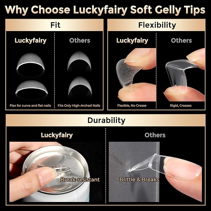 Extra Short Almond Fake Nails, 504pcs Soft Gel Pre-Shaped Acrylic Nail Tips, Half Matte Full Cover Clear Gelly Press on Flase Nail Tips for Extension Nail Manicure Home DIY 12 Sizes