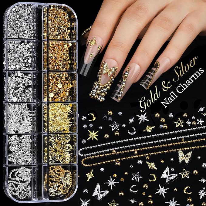 Teenitor Acrylic Nail Kit with Clear Coffin Nail Tips, Nail Charms and Gems, Nail Stickers, Nail Art Brushes, Nail Dotting Tools, Nail Stand, Press On Nails Kit for DIY Nail Art