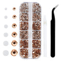 4240Pcs Champagne Flatback Rhinestones 6 Sizes Crystal Diamonds for Nail Art Crafts Clothes Shoes with Tweezers and Picking Pen