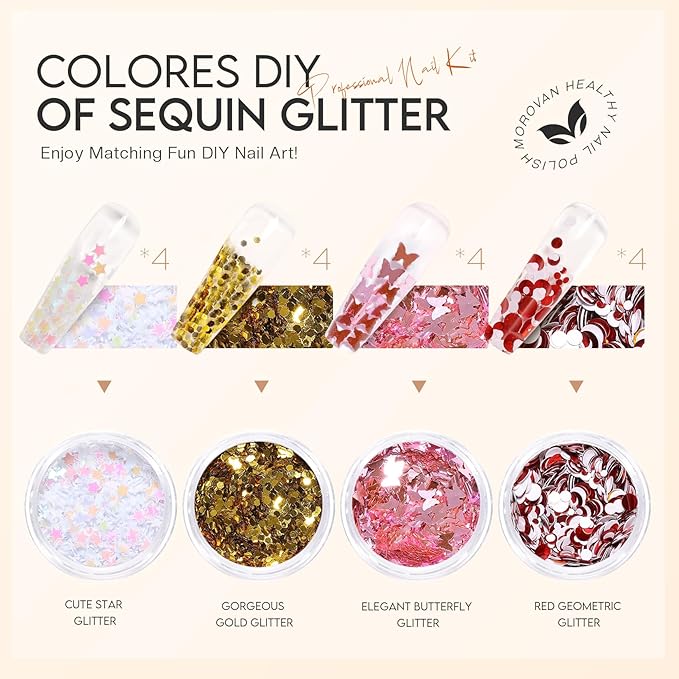 Morovan Poly Gel Nail Kit: 8 PCS Poly Gel Starter Kit With 48W U/V Lamp, DIY At Home Beauty Gifts